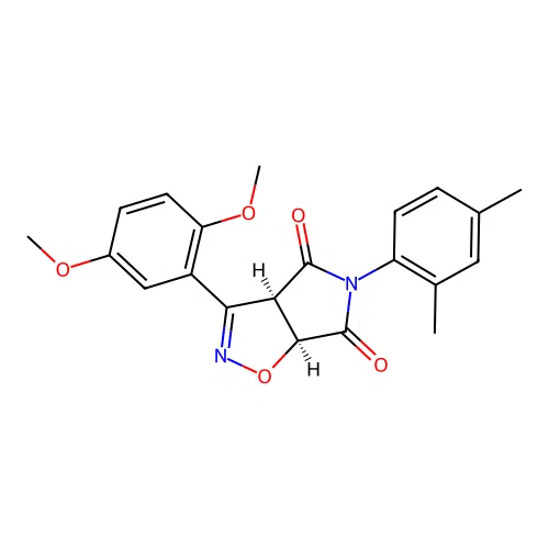(3aR,6aS)-3-(2,5-dimethoxyphenyl)-5-(2,4-dimethylphenyl)-3a,6a-dihydropyrrolo[3,4-d][1,2]oxazole-4,6-dione structure