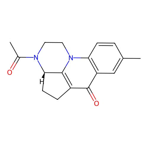 (3aS)-3-acetyl-8-methyl-1,2,3,3a,4,5-hexahydro-6H-3,10b-diazaacephenanthrylen-6-one structure