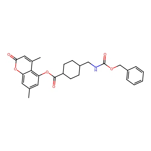 (1r,4r)-4,7-dimethyl-2-oxo-2H-chromen-5-yl 4-((((benzyloxy)carbonyl)amino)methyl)cyclohexanecarboxylate structure