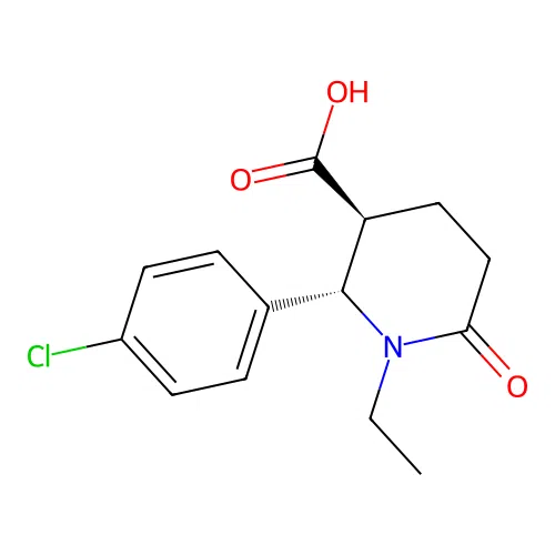 (2S,3S)-2-(4-chlorophenyl)-1-ethyl-6-oxopiperidine-3-carboxylic acid structure