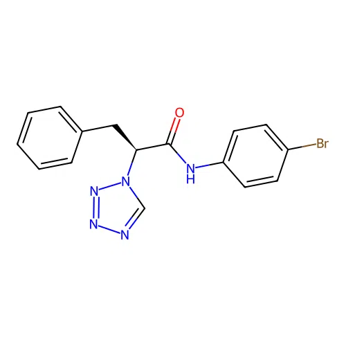 (2S)-N-(4-bromophenyl)-3-phenyl-2-(1H-tetrazol-1-yl)propanamide structure