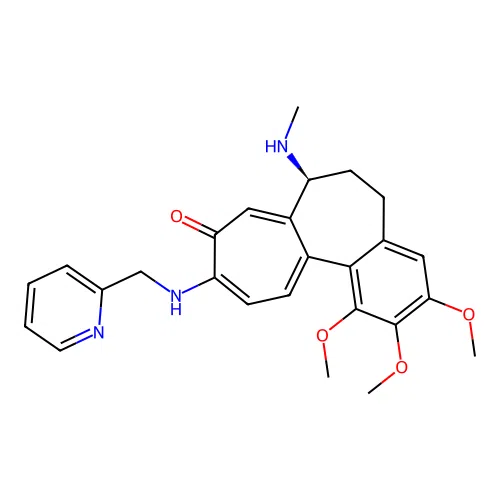(7S)-1,2,3-trimethoxy-7-(methylamino)-10-(pyridin-2-ylmethylamino)-6,7-dihydro-5H-benzo[a]heptalen-9-one structure