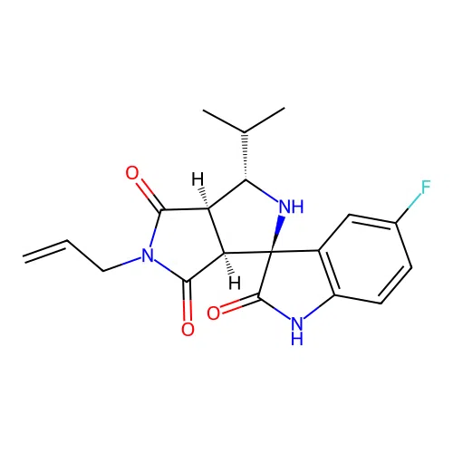(1'S,3'S,3a'R,6a'S)-5'-allyl-5-fluoro-3'-isopropyl-3',3a'-dihydro-2'H-spiro[indoline-3,1'-pyrrolo[3,4-c]pyrrole]-2,4',6'(5'H,6a'H)-trione structure