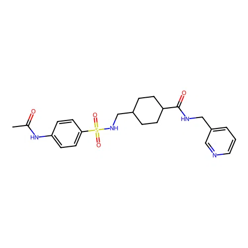 (1r,4r)-4-((4-acetamidophenylsulfonamido)methyl)-N-(pyridin-3-ylmethyl)cyclohexanecarboxamide structure