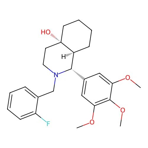 (1R,4aS,8aS)-2-(2-fluorobenzyl)-1-(3,4,5-trimethoxyphenyl)decahydroisoquinolin-4a-ol structure