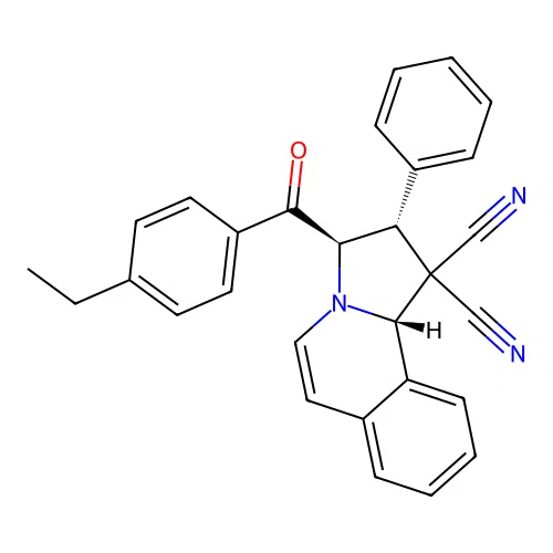 (2R,3R,10bS)-3-(4-ethylbenzoyl)-2-phenyl-2,3-dihydropyrrolo[2,1-a]isoquinoline-1,1(10bH)-dicarbonitrile structure
