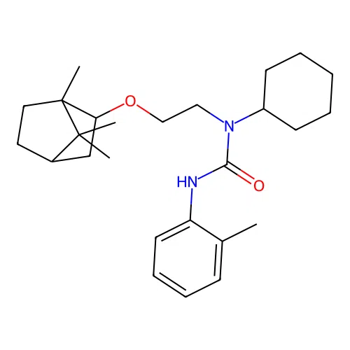 1-CYCLOHEXYL-3-(2-METHYLPHENYL)-1-[2-({1,7,7-TRIMETHYLBICYCLO[2.2.1]HEPTAN-2-YL}OXY)ETHYL]UREA structure