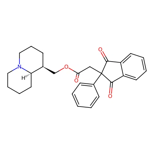 ((1R,9aR)-octahydro-1H-quinolizin-1-yl)methyl 2-(1,3-dioxo-2-phenyl-2,3-dihydro-1H-inden-2-yl)acetate structure
