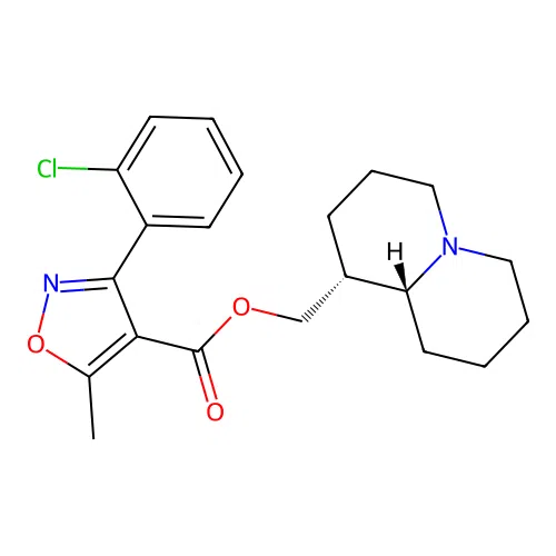 ((1R,9aR)-octahydro-1H-quinolizin-1-yl)methyl 3-(2-chlorophenyl)-5-methylisoxazole-4-carboxylate structure
