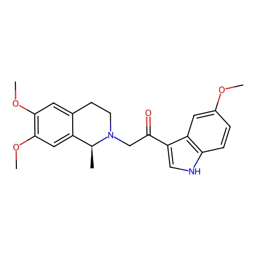 (S)-2-(6,7-dimethoxy-1-methyl-3,4-dihydroisoquinolin-2(1H)-yl)-1-(5-methoxy-1H-indol-3-yl)ethanone structure