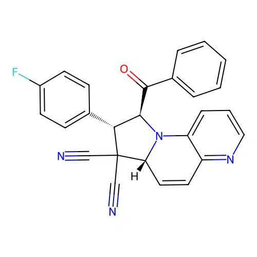 (6aR,8S,9S)-8-(4-fluorophenyl)-9-(phenylcarbonyl)-8,9-dihydropyrrolo[1,2-a][1,5]naphthyridine-7,7(6aH)-dicarbonitrile structure