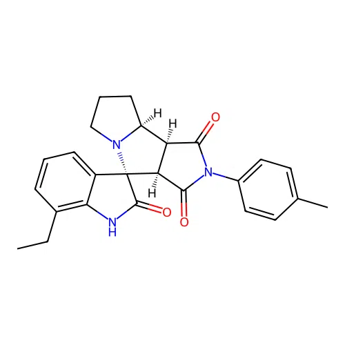(3S,3'aR,8'aS,8'bS)-7-ethyl-2'-(4-methylphenyl)spiro[1H-indole-3,4'-3a,6,7,8,8a,8b-hexahydropyrrolo[3,4-a]pyrrolizine]-1',2,3'-trione structure