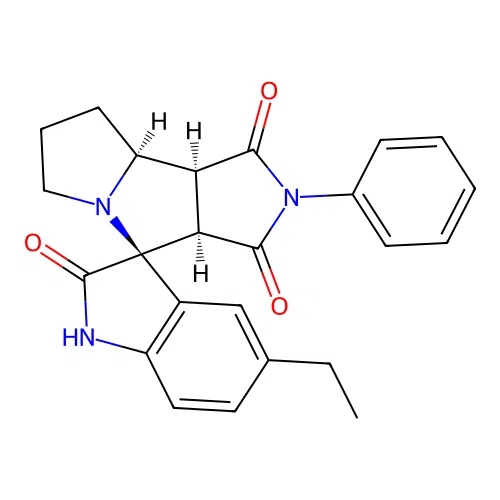 (3S,3'aR,8'aS,8'bS)-5-ethyl-2'-phenylspiro[1H-indole-3,4'-3a,6,7,8,8a,8b-hexahydropyrrolo[3,4-a]pyrrolizine]-1',2,3'-trione structure