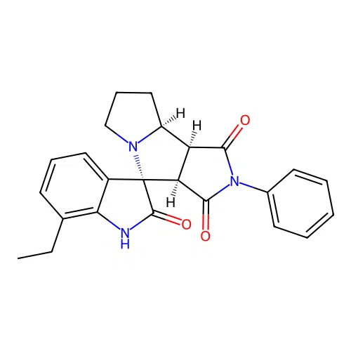 (3S,3'aR,8'aS,8'bS)-7-ethyl-2'-phenylspiro[1H-indole-3,4'-3a,6,7,8,8a,8b-hexahydropyrrolo[3,4-a]pyrrolizine]-1',2,3'-trione structure