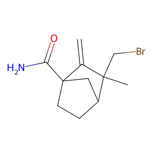 3-(Bromomethyl)-3-methyl-2-methylenebicyclo[2.2.1]heptane-1-carboxamide structure