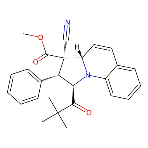(1R,2R,3R,3aS)-methyl 3-cyano-2-phenyl-1-pivaloyl-1,2,3,3a-tetrahydropyrrolo[1,2-a]quinoline-3-carboxylate structure