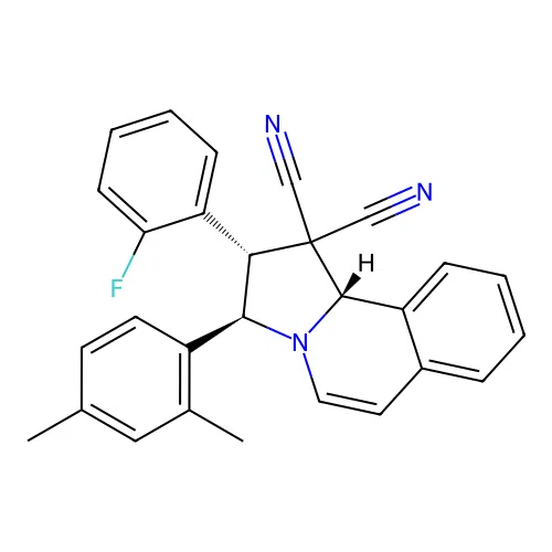 (2S,3R,10bS)-3-(2,4-dimethylphenyl)-2-(2-fluorophenyl)-2,3-dihydropyrrolo[2,1-a]isoquinoline-1,1(10bH)-dicarbonitrile structure