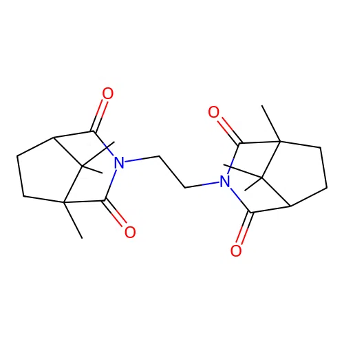 (1S,1'S,5R,5'R)-3,3'-(ethane-1,2-diyl)bis(1,8,8-trimethyl-3-azabicyclo[3.2.1]octane-2,4-dione) structure