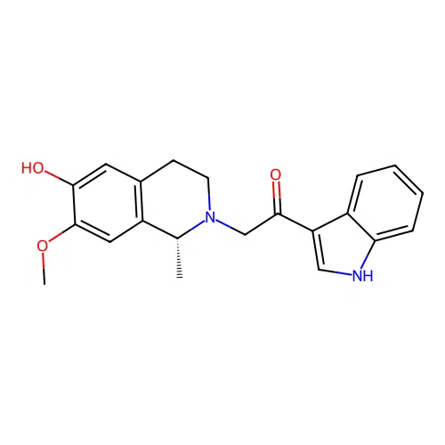 (R)-2-(6-hydroxy-7-methoxy-1-methyl-3,4-dihydroisoquinolin-2(1H)-yl)-1-(1H-indol-3-yl)ethanone structure