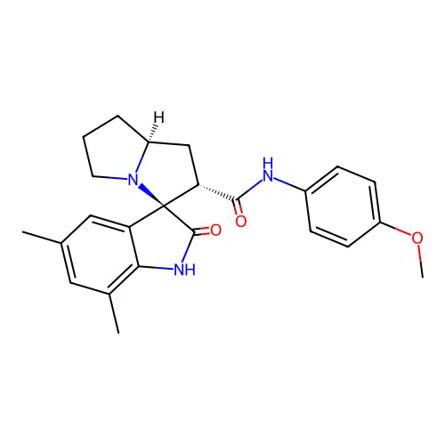 (2'S,3R,7a'S)-N-(4-methoxyphenyl)-5,7-dimethyl-2-oxo-1',2',5',6',7',7a'-hexahydrospiro[indoline-3,3'-pyrrolizine]-2'-carboxamide structure