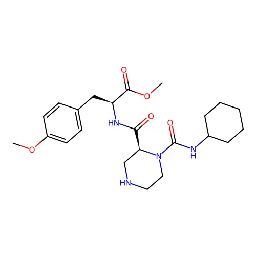 N-[[(2S)-1-[(Cyclohexylamino)carbonyl]-2-piperazinyl]carbonyl]-O-methyl-L-tyrosine methyl ester structure