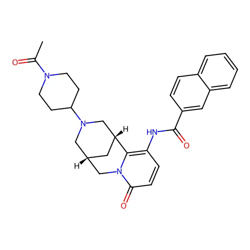 N-[(1R,5S)-3-(1-Acetyl-4-piperidinyl)-1,3,4,5,6,8-hexahydro-8-oxo-1,5-methano-2H-pyrido[1,2-a][1,5]diazocin-11-yl]-2-naphthalenecarboxamide structure