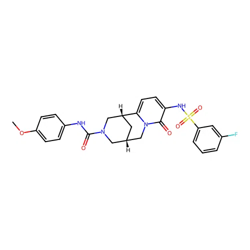 (1R,5R)-9-(3-Fluorophenylsulfonamido)-N-(4-methoxyphenyl)-8-oxo-4,5,6,8-tetrahydro-1H-1,5-methanopyrido[1,2-a][1,5]diazocine-3(2H)-carboxamide structure