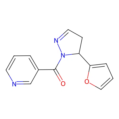 1H-Pyrazole, 4,5-dihydro-5-(2-furanyl)-1-(3-pyridinylcarbonyl)- structure