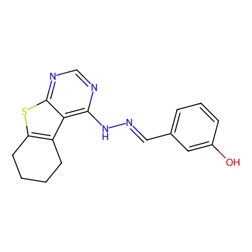 3-hydroxybenzaldehyde 5,6,7,8-tetrahydro[1]benzothieno[2,3-d]pyrimidin-4-ylhydrazone structure