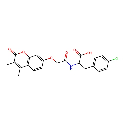 4-chloro-N-{[(3,4-dimethyl-2-oxo-2H-chromen-7-yl)oxy]acetyl}phenylalanine structure
