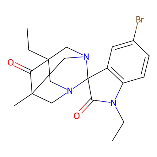 (1S,5S,7R)-5'-bromo-1',5-diethyl-7-methyl-1,3-diazaspiro[adamantane-2,3'-indoline]-2',6-dione structure