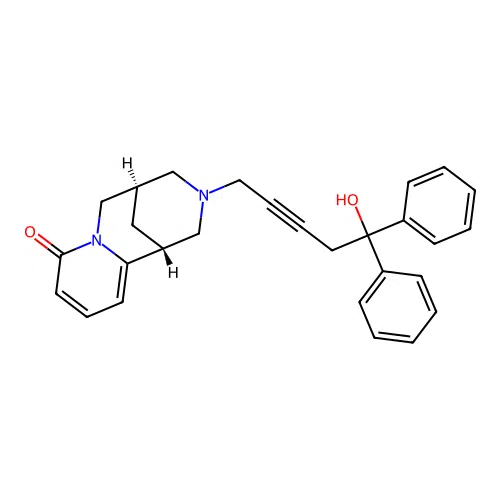(1R,5R)-3-(5-hydroxy-5,5-diphenylpent-2-yn-1-yl)-1,2,3,4,5,6-hexahydro-8H-1,5-methanopyrido[1,2-a][1,5]diazocin-8-one structure
