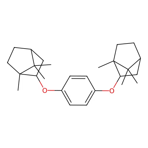 2,2'-[Benzene-1,4-diylbis(oxy)]bis(1,7,7-trimethylbicyclo[2.2.1]heptane) structure