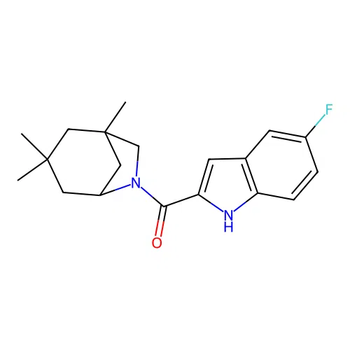 (5-fluoro-1H-indol-2-yl)(1,3,3-trimethyl-6-azabicyclo[3.2.1]oct-6-yl)methanone structure