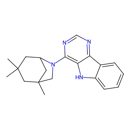 4-((1R,5S)-1,3,3-trimethyl-6-azabicyclo[3.2.1]octan-6-yl)-5H-pyrimido[5,4-b]indole structure