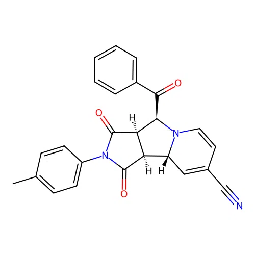 (3aR,4S,9aR,9bS)-2-(4-methylphenyl)-1,3-dioxo-4-(phenylcarbonyl)-2,3,3a,4,9a,9b-hexahydro-1H-pyrrolo[3,4-a]indolizine-8-carbonitrile structure
