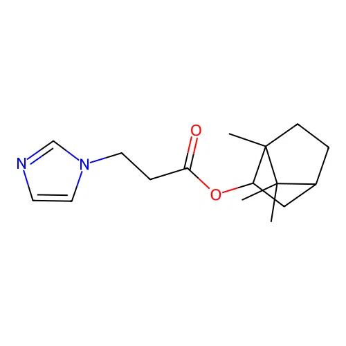 1,7,7-trimethylbicyclo[2.2.1]hept-2-yl 3-(1H-imidazol-1-yl)propanoate structure