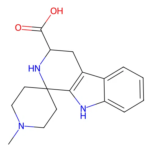 1'-methyl-2,3,4,9-tetrahydrospiro[beta-carboline-1,4'-piperidine]-3-carboxylic acid structure