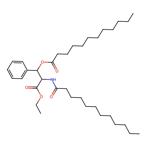 2-(Dodecanoylamino)-3-ethoxy-3-oxo-1-phenylpropyl laurate structure