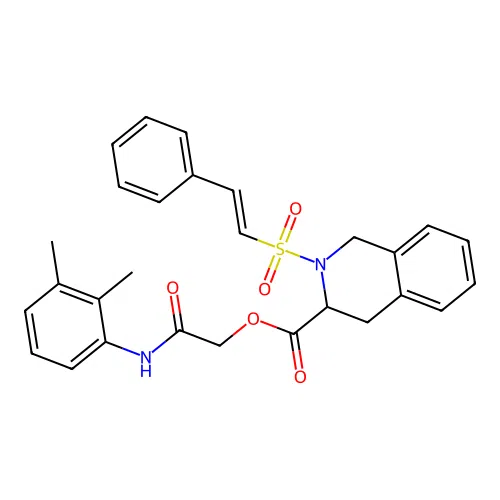 [(2,3-dimethylphenyl)carbamoyl]methyl 2-(2-phenylethenesulfonyl)-1,2,3,4-tetrahydroisoquinoline-3-carboxylate structure