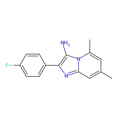 2-(4-Fluorophenyl)-5,7-dimethylimidazo(1,2-a)pyridin-3-amine structure