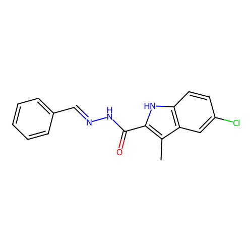 5-chloro-3-methyl-N'-[(E)-phenylmethylidene]-1H-indole-2-carbohydrazide structure