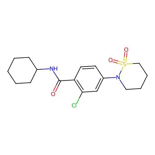 2-chloro-N-cyclohexyl-4-(1,1-dioxido-1,2-thiazinan-2-yl)benzamide structure