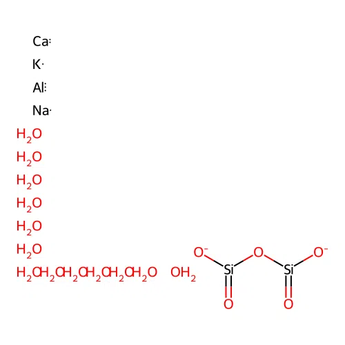 Phillipsite ((K0-1Na0-1Ca0-0.5)4-7(Al4-7Si9-12O32).12H2O) structure