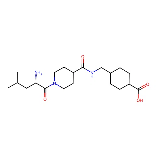 4-[({[1-(L-leucyl)piperidin-4-yl]carbonyl}amino)methyl]cyclohexanecarboxylic acid structure