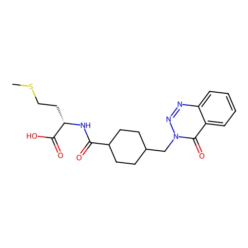 N-({4-[(4-oxo-1,2,3-benzotriazin-3(4H)-yl)methyl]cyclohexyl}carbonyl)-L-methionine structure