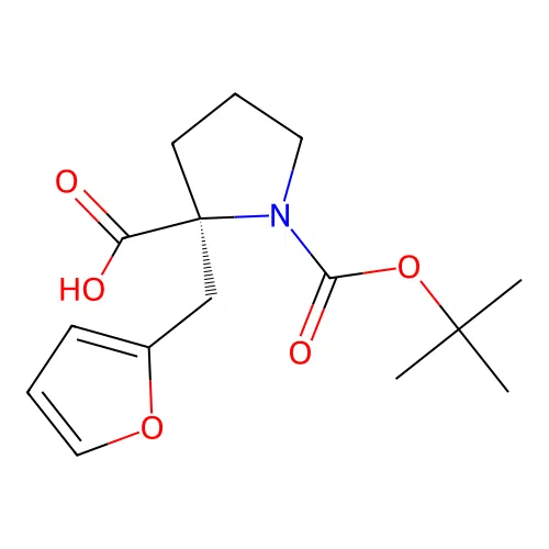 Boc-(S)-alpha-(2-furanylmethyl)-proline structure