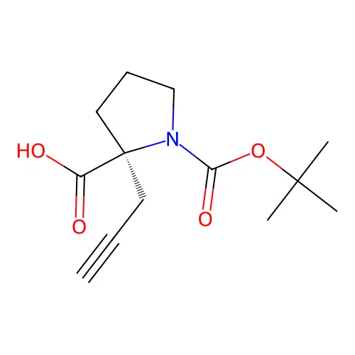 (S)-1-(tert-Butoxycarbonyl)-2-(prop-2-yn-1-yl)pyrrolidine-2-carboxylic acid structure