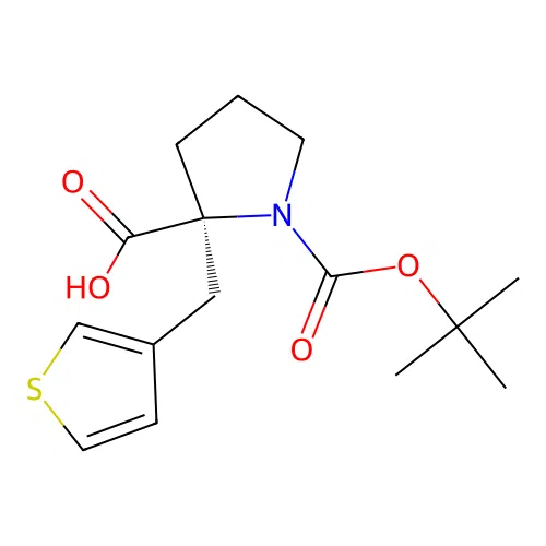 Boc-(S)-alpha-(3-thiophenylmethyl)-proline structure