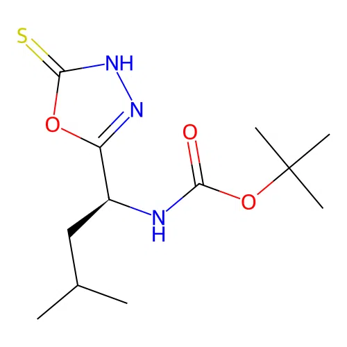 TERT-BUTYL N-[(1S)-3-METHYL-1-(5-SULFANYL-1,3,4-OXADIAZOL-2-YL)BUTYL]CARBAMATE structure